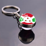 National Flag Glass Ball Silver Keychain